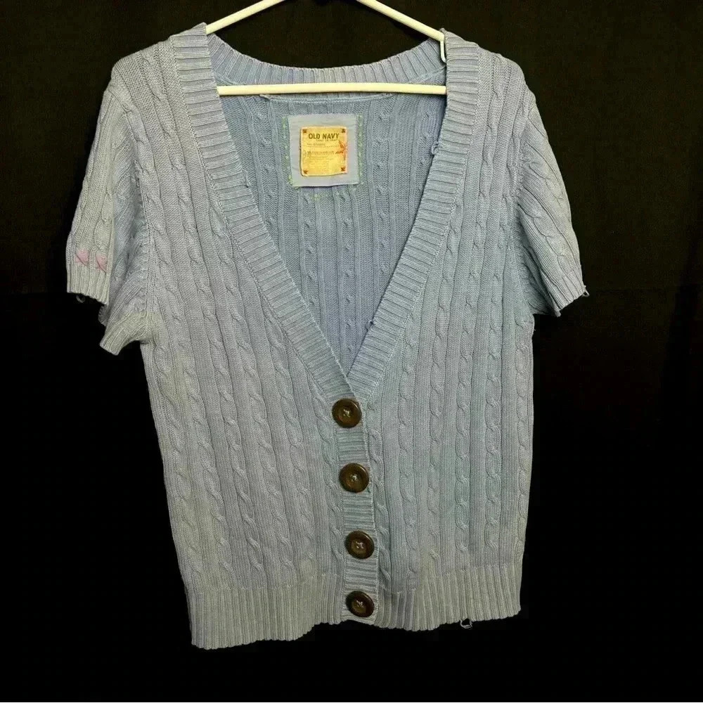 Old Navy- Distressed Cardigan- Periwinkle- XXL